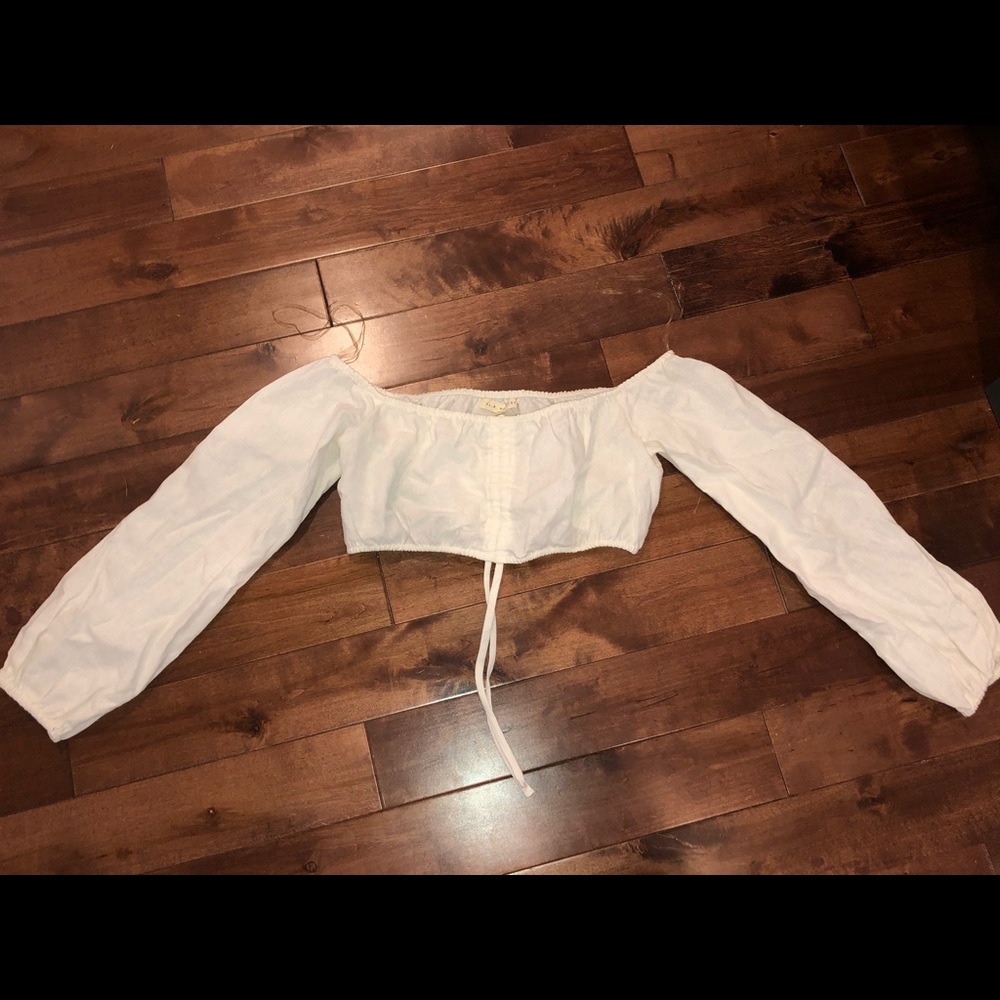 Cropped Long Sleeved Flare Top off the shoulder